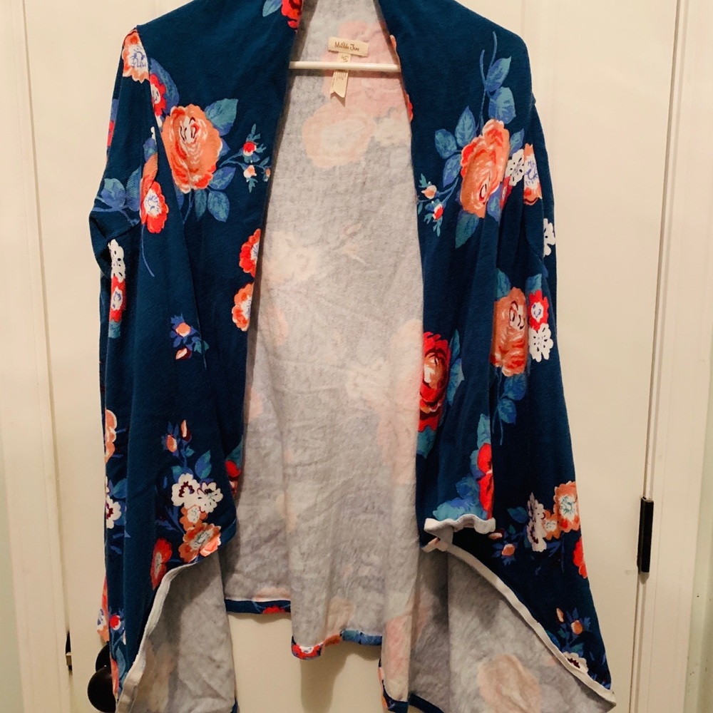 Matilda Jane Cozy Days teal floral cardigan